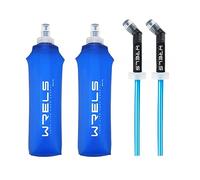 WRELS TPU Soft Flask 150ml/250ml/500ml Water Bottle,BPA Free Collapsible Hydration Flask for Running Hiking Cycling Climbing and Marathon (500ml/16.9oz with straw-2 Pack)