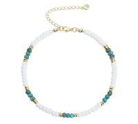 Wremily Natural Stone Beaded Anklets for Women Anklet Beaded Anklet Handmade Waterproof Boho Adjustable Summer Jewelry, 9.44inch-9.83inch, Stainless Steel, Cubic Zirconia