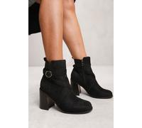 'Wren' Ankle Boot With Chunky Heel And Cross Over Strap Detail Where's That From Black 3
