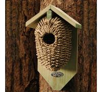 Wren Bird Nest Box Wild Nesting Bags Coconut Seagrass Fibre Wood House Garden