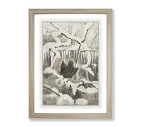 Wren On Snowy Branch By Theo Van Hoytema Classic Painting Framed Print | A4 Oak Framed Wall Art | Ready to Hang | Classic Historical Picture | Living Room Bedroom Lounge Office