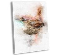 Wren Watercolour Style Illustration Canvas Art Print Framed British Bird Picture (76x51cm / 20x30inch)