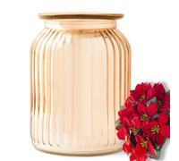 Wrenbury Gold Vase for Flowers Mirrored Design 18.5cm - Ribbed Glass Vase - Gold Glitter Jar for Home Decor