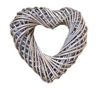Wrenbury Hanging Heart Wreath Wicker Summer Decoration 30cm - Medium Door Outdoor to Decorate Garland Silver Willow Wreath Spring Door Garland - Front Door Wreath