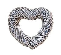 Wrenbury Heart Shaped Wreath 40cm Antique Wash Willow | Large Door Garland Silver Christmas Wreath Wicker Spring Wreath Autumn Wreath Halloween Wreath