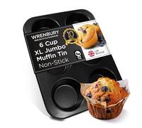 Wrenbury Jumbo Muffin Tin - Deep Yorkshire Pudding Mould 6 Cup - Non Stick Muffin Baking Tray Large - Giant Cupcake Pan - PTFE Free