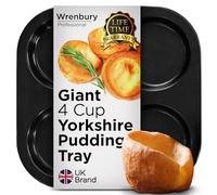 Wrenbury Large Yorkshire Pudding Tray - 4 Hole Giant 10cm Non Stick Tin Moulds - Heavy Gauge Baking Tray with 10 Year Guarantee
