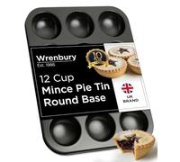 Wrenbury Mince Pie Baking Tray 12 Cup Shallow - Jam Tart Baking Tins - Commercial Grade Premium Non Stick Carbon Steel - Food Safe Easy Clean - Patty Tart Bun Tin