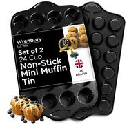 Wrenbury Mini Muffin Tray Set of 2 - Tiny Treats, Big Smiles - Non Stick Small Muffin Tin 24 Cup - Cupcake Pan for Everyday Baking Fun - 2cm Cup