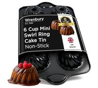 Wrenbury Mini Swirl Fluted Cake Tin Non Stick - 6 Cup Angel Ring Cake Pan for Baking Small Cakes - PFOA Free and Dishwasher Safe - 9.5cm Cup
