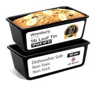 Wrenbury Pro 1lb Loaf Tin for Air Fryer Set of 2 - Toughened Non Stick Bread Baking Pan - Small 8 inch Pound Cake Tin - Lasts for a Lifetime (Twin Pack)