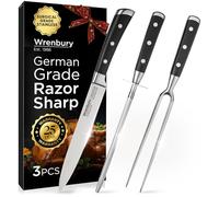 Wrenbury Sabatier Carving Knife Set with Carving Fork and Sharpening Steel