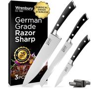 Wrenbury Sabatier Knife Set 3 Piece - Sharp Durable Kitchen Knives