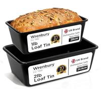 Wrenbury Set of 2 Loaf Tins for Baking - 1lb and 2lb Non Stick Bread Tins for Baking - 10 Year Guarantee - Heavy Duty Baking Tin to Last for Years