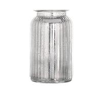 Wrenbury Silver Vase for Flowers - Glitter Mirrored Design 18.5cm - Round Ribbed Glass Vase - Sparkly Jar Home Decor Centrepiece