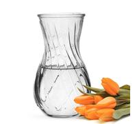 Wrenbury Swirl Glass Vase for Flowers 22cm - Daffodil Container for Bouquets - Clear Glass Vase for Tulips - Makes a Classic Table Centrepiece