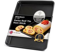 Wrenbury Swiss Roll Tin - Carbon Steel DuraQuartz Non-Stick Flat Chip Trays for Oven - Large Baking Roulade Baking Tray - 39 x 27cm