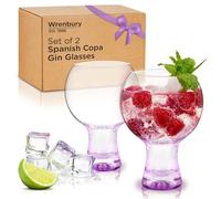 Wrenbury Unusual Gin Glasses Set of 2 - Fish Bowl Balloon Glasses 540ml - Funky Coloured Cocktail Goblets with Coloured Stems - Gin Glass Gifts for Women - Purple Tint