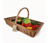 Wrenbury Willow Wicker Basket Foraging Trug in Large Rectangular - Flat Bottomed Traditional Garden Flower Tool Plant Carry Basket - Garden Large Trug