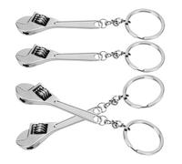 Wrench Made of Sturdy Zinc Alloy with Comfortable 4pcs Small Key Chains Metal Key Simple Silver Portable Keychain for Everyday Use