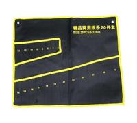 Wrench Organizer Roll Up Bag for Metric Combination Wrenches 8mm-24mm, Heavy Duty Canvas Tool Roll Pouch with Size Markings, Hanging Tool Storage Holder with Metal Grommets (XL)