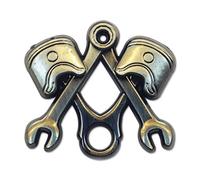 Wrench Piston Square & Compass Masonic Lapel Pin - [Antique Silver][1'' Wide]