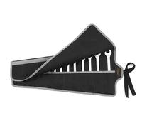 Wrench Roll,Durable Waxed Canvas Wrench Set Roll Pouches 15 Pockets, Multi-Purpose Roll Up Tool Bag with Strap (26.5" X 12.5 ", Black)