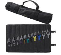 Wrench Roll,Heavy Duty 16oz Waxed Canvas Large Wrench Roll Up Pouch & Tool Bag, 24 Pockets Tool Roll Bag with Buckle