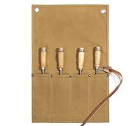 Wrench Roll up Bag, Heavy Duty Waxed Canvas Small Tool Organizer Pouch (Khaki)