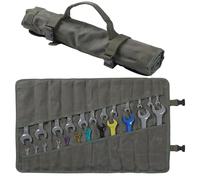 Wrench Roll Up Organizer Pouch, Heavy Duty 16oz Waxed Canvas Tool Bag, 24 Pockets Tool Roll Bag with Buckle