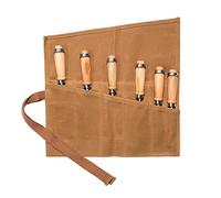 Wrench Roll Up Organizer with 6 Pockets,Waxed Canvas Tool Pouch Bag for Chisels, Hammers, fishing jigs, carving knife(Khaki)