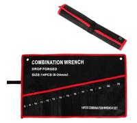 Wrench Roll Up Pouch Wrench Organizer Bag with Handle Wrench Organizer Tool Holder with 15 Pockets, Small Spanner Plier Wrench Tool Pouch for Craftsman Gear Drive User Portable Easy Grip
