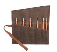 Wrench Roll with 6 Pockets,Waxed Canvas Tool Pouch,Tool Roll Up Bag for Chisels, Hammers, fishing jigs, carving knife(Grey)