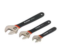 Wrench Set. Adjustable Wrench Set 3pc Ni-Fe Finish AK907