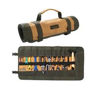 Wrench Tool Roll, Heavy Duty Waxed Canvas Multi-purpose Tool Pouch Bag with 25 Pockets, Easy Storage, Durable (Khaki)