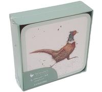 Pimpernel x Wrendale Designs Set of 6 Assorted Coasters - Cork-Backed with Charming Animal Illustrations, Heat Resistant and Stain Protected Table Coasters, Suitable for Everyday Use
