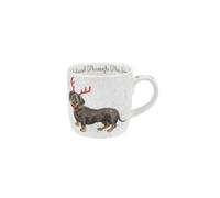 Wrendale Dachshund Through The Snow (Dog) Single Mug, Bone China, Multi Coloured, 12 x 8.4 x 8 cm