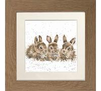 Wrendale Design"Daisy Chain" Rabbit Framed Picture in Various Frame Colours (Oak)