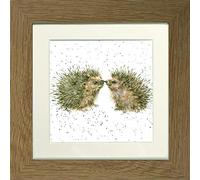Wrendale Design "Hugs and Kisses " Hedgehog Framed Picture in Various Frame Colours (Oak)