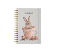 Wrendale Designs A5 Ring-Bound Notebook With Rabbit In Flower Pot Illustrated Cover And Illustrated Pages