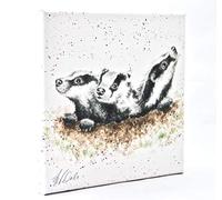 Wrendale Designs Badger Print on White Square Canvas 20 Centimetre The First Adventure