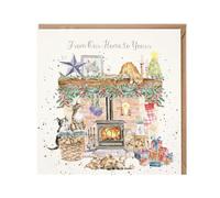 Wrendale Designs by Hannah Dale By the Fireside' dog and cat Christmas Card