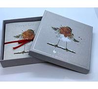 Wrendale Designs by Hannah Dale - Christmas Robin - Luxury Christmas Card Set - Pack of 8