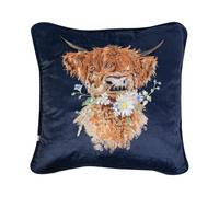 Wrendale Designs by Hannah Dale 'Daisy Coo' Highland Cow Embroidered Cushion