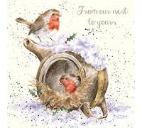 Wrendale Designs by Hannah Dale - From Our Nest To Yours - Gold Foiled Christmas Card - Single