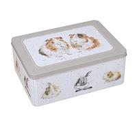 Wrendale Designs by Hannah Dale - Guinea Pig & Rabbit Grey Storage Tin - 160mm x 220mm x 85mm