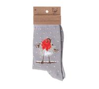 Wrendale Designs by Hannah Dale - Jolly Robin - Womens Christmas Theme Socks - One Size