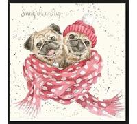 Wrendale Designs by Hannah Dale - Snug As A Pug - Gold Foiled Christmas Card - Single