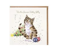 Wrendale Designs by Hannah Dale - Tabby Jolly - Gold Foiled Christmas Card - Single