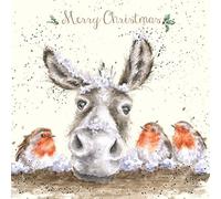 Wrendale Designs by Hannah Dale - The Christmas Donkey - Gold Foiled Christmas Card - Single